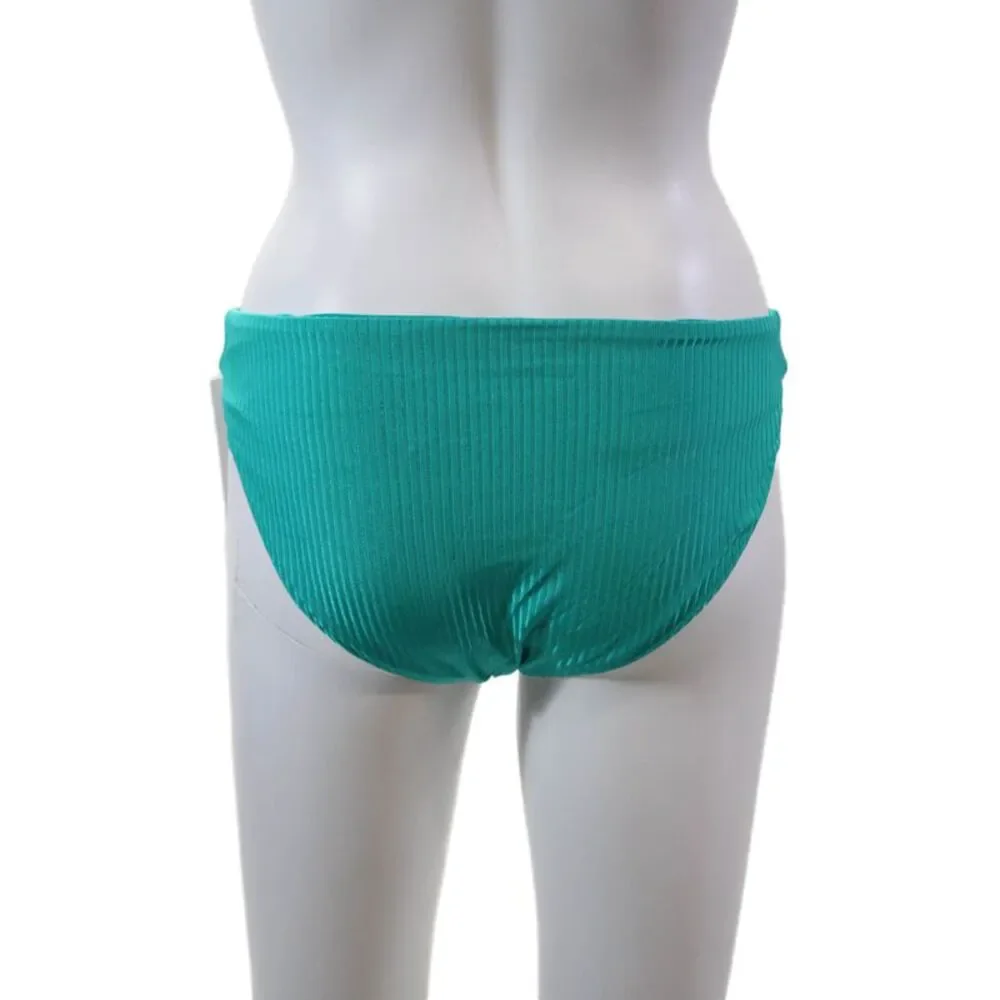 Vitamin A Women's Shiny Midori Cheeky Bikini Bottom Turquoise Size L